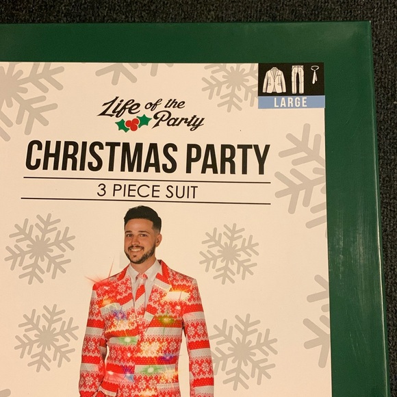Life Of The Party 3 Piece Christmas Party Snowflake Suit w/ Flashing LED Lights - Picture 7 of 11